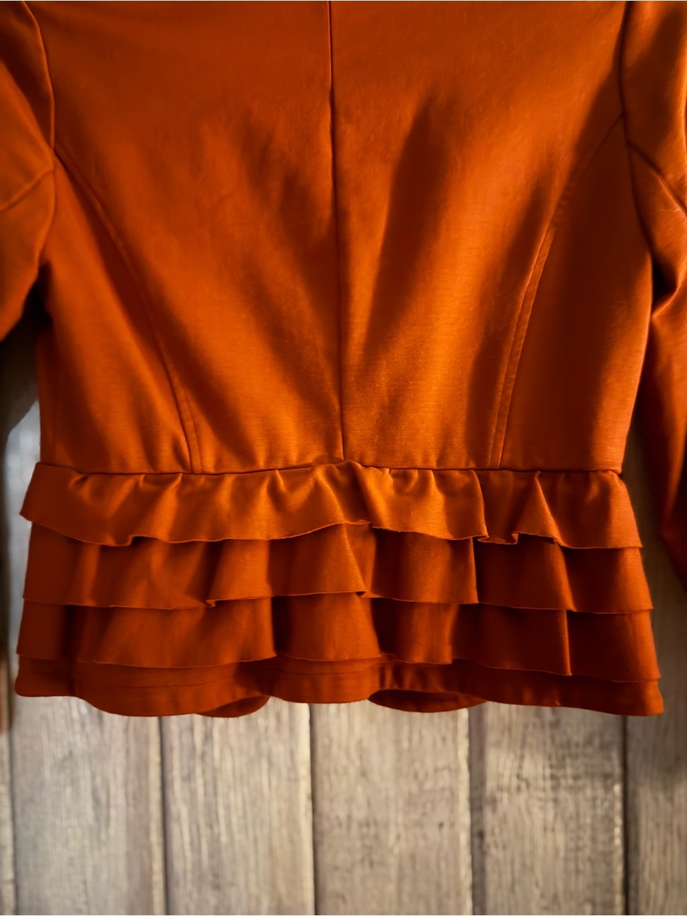 INC International Concepts Rust Orange Ruffle Cropped Blazer - Picture 6 of 10